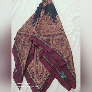 Lauren Ralph Lauren Burgundy and Brown Paisley Scarf